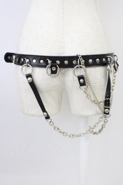 画像2: SEX POT ReVeNGe / チェーン付きスタッズベルト  黒ｘシルバー T-26-04-04-027-SP-ZA-SA-ZT