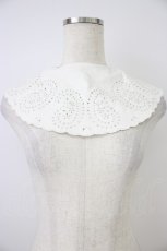画像1: FURFUR / レザーライク刺繍つけ襟  ホワイト T-26-04-04-032-GO-ZA-SA-ZT651 (1)