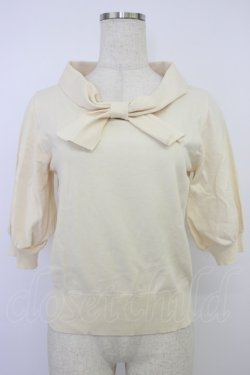 画像1: Fi.n.t / ボウタイ5分袖ニットプルオーバー  アイボリー T-26-04-04-004-CA-TO-SA-ZT