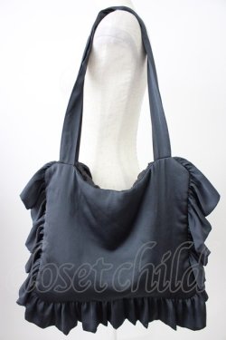 画像2: himitsu by syrup.(RoseMarie seoir) / サテンフリルトートバッグ  黒 T-26-04-04-036-LO-BG-SA-ZT