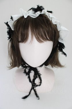 画像2: MARBLE / フリンジリボンレースヘッドドレス  白ｘ黒 T-26-04-04-040-GO-AC-SA-ZT