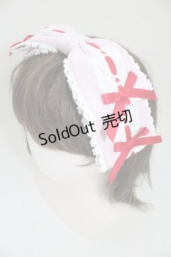 画像1: Chalmiere / 梯子レースリボン型ヘッドドレス  ピンクＸ赤 T-26-04-04-042-0-AC-SA-ZT