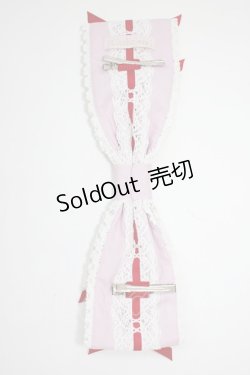 画像5: Chalmiere / 梯子レースリボン型ヘッドドレス  ピンクＸ赤 T-26-04-04-042-0-AC-SA-ZT