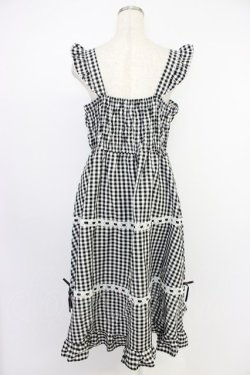 画像2: Cherirulu Chocola / ギンガムチェックジャンパースカート L 黒Ｘ白チェック T-26-04-04-012-GO-OP-SA-ZT