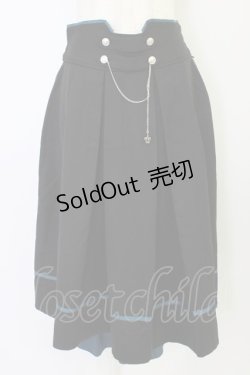 画像1: axes femme / チェーン付き配色使いスカート  黒Ｘ青 T-26-04-04-017-AX-SK-SA-ZT