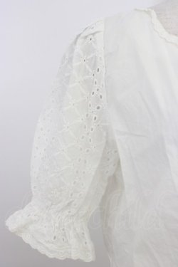 画像3: F i.n.t / コットンレース使いノーカラーブラウス  白 T-26-04-04-002-0-BL-SA-ZT