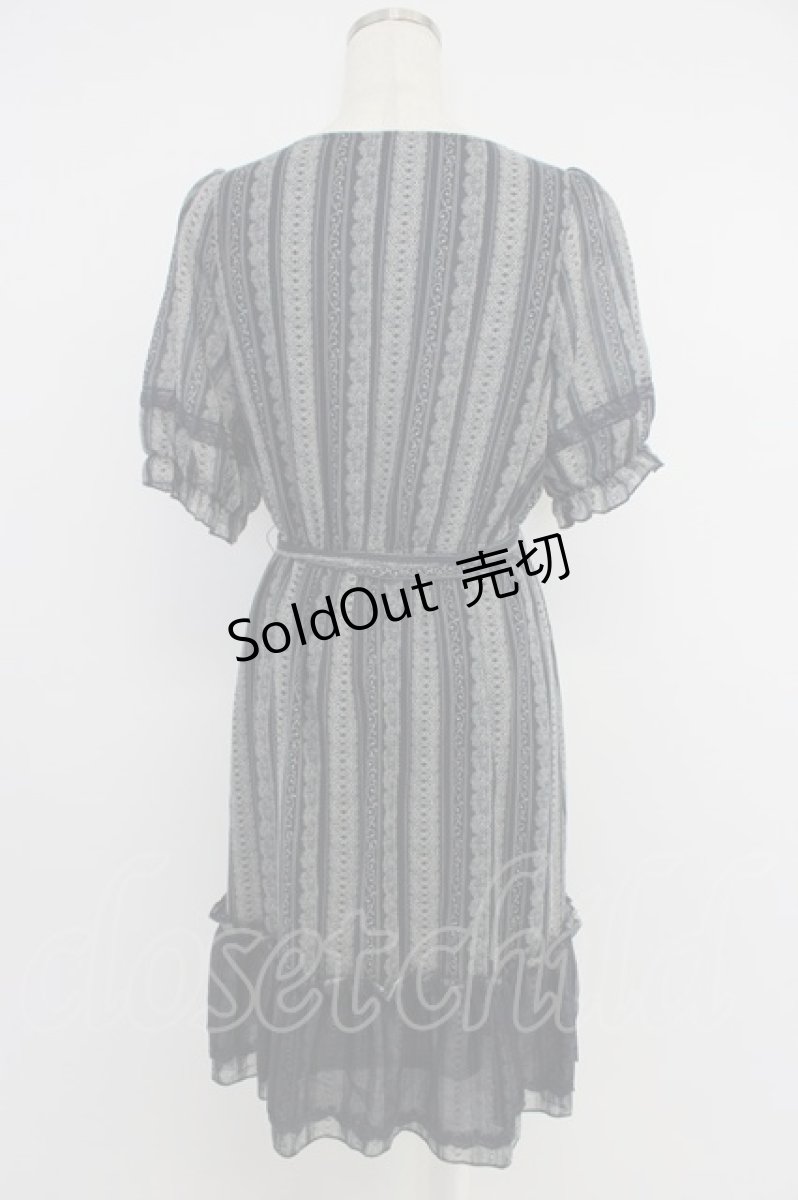 画像2: axes femme / レースストライプ柄ワンピース M ネイビー T-26-04-10-022-AX-TO-SA-ZT665 (2)