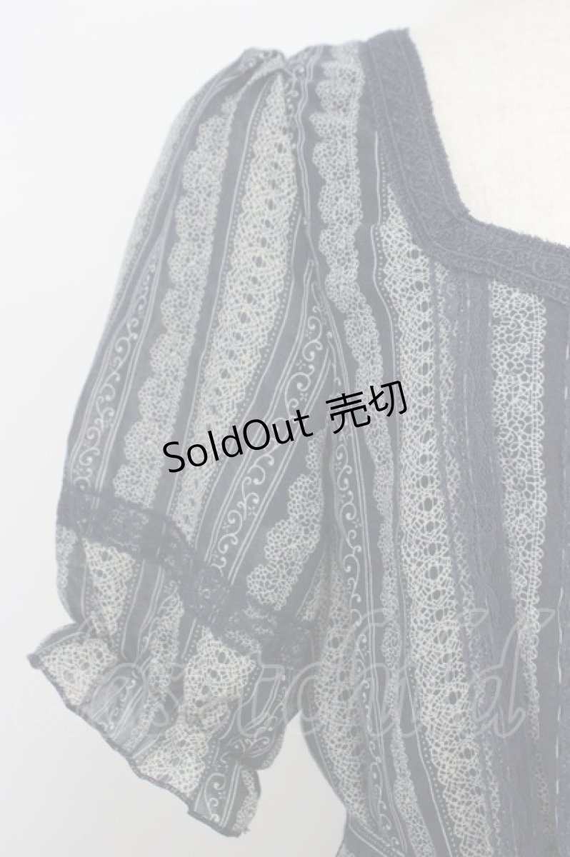 画像3: axes femme / レースストライプ柄ワンピース M ネイビー T-26-04-10-022-AX-TO-SA-ZT665 (3)