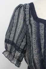 画像3: axes femme / レースストライプ柄ワンピース M ネイビー T-26-04-10-022-AX-TO-SA-ZT665 (3)