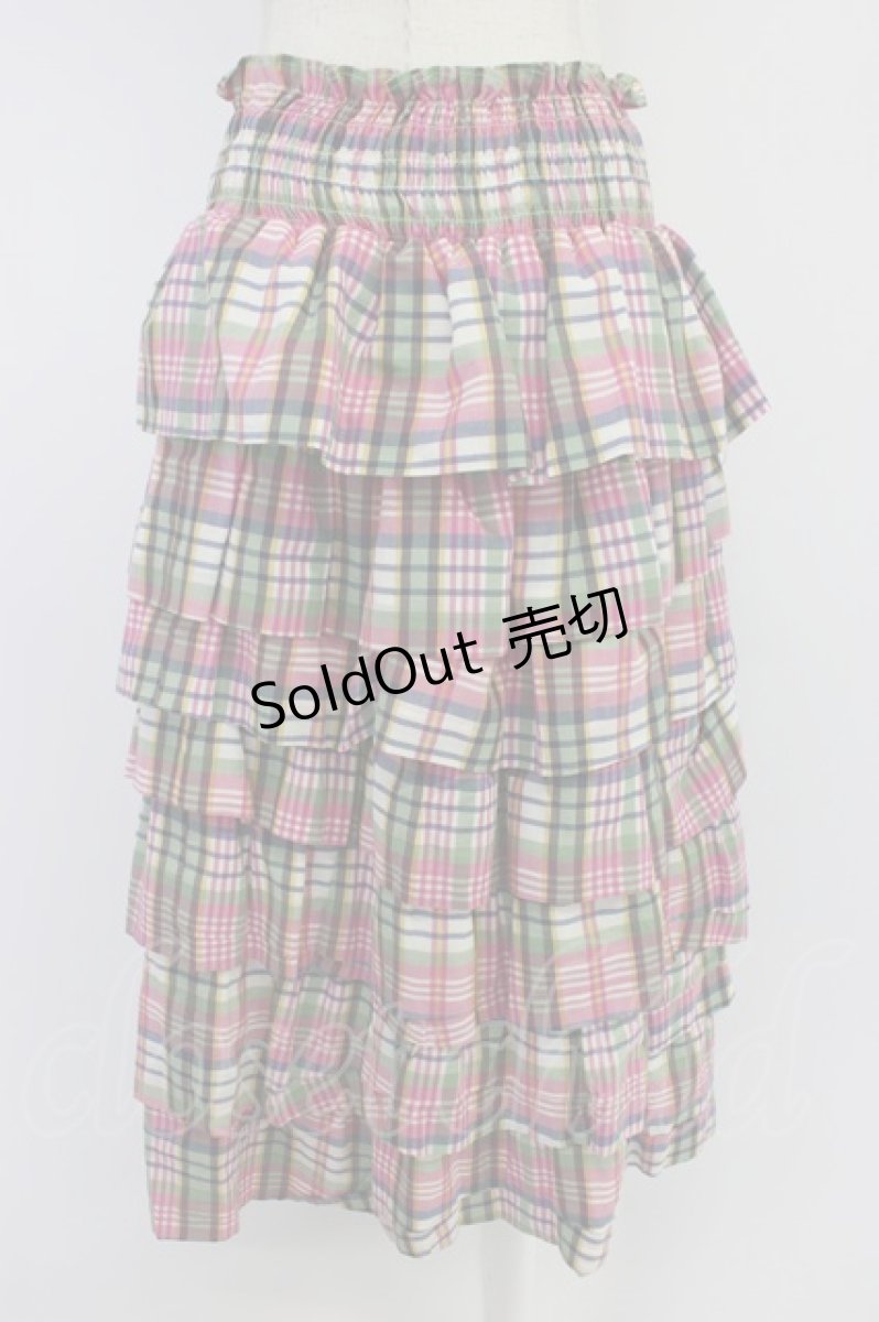 画像2: Jane Marple Dans Le Salon / チェック段々スカート  ピンクチェック T-26-04-10-028-JM-SK-SA-ZT (2)
