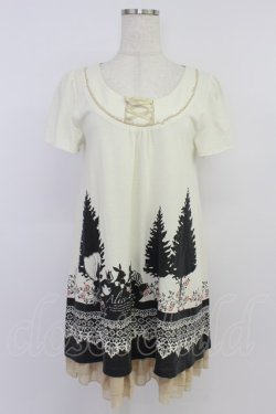 画像1: axes femme / アリスモチーフTシャツチュニック  アイボリーＸ黒 T-26-04-10-004-AX-OP-SA-ZT