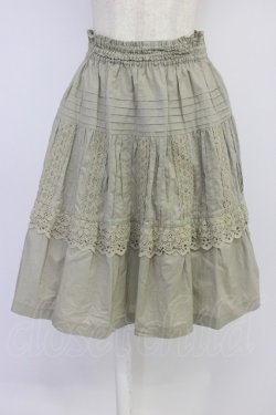 画像1: Jane Marple / レースピンタックスカート  カーキ T-26-04-10-031-JM-SK-SA-ZT