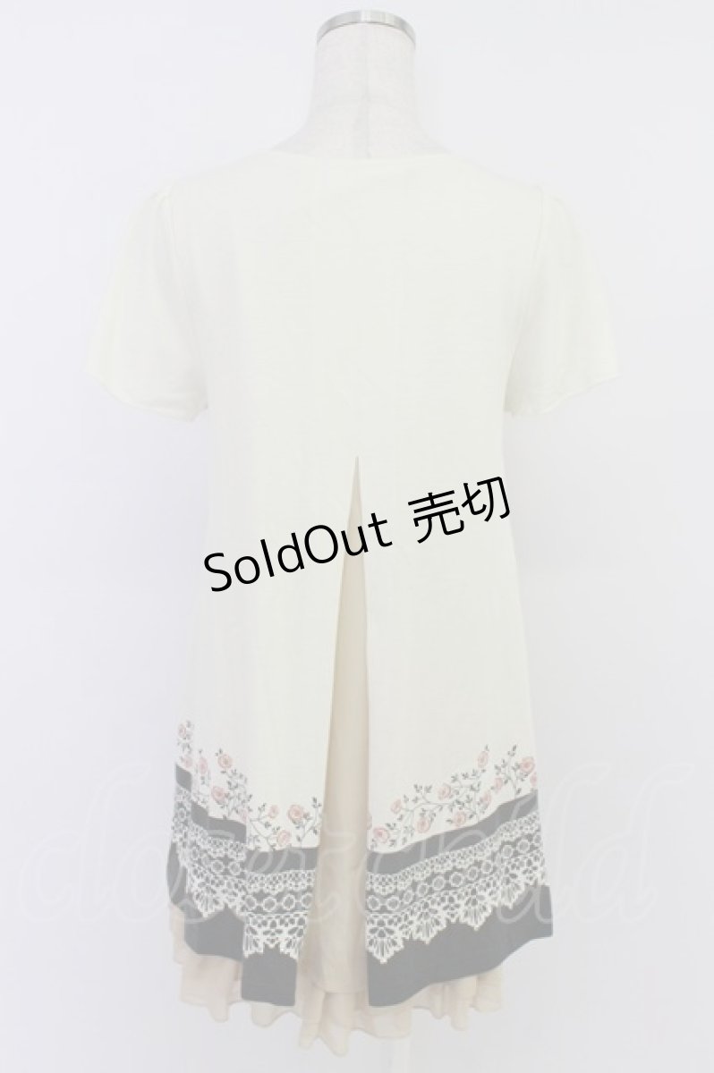 画像2: axes femme / アリスモチーフTシャツチュニック  アイボリーＸ黒 T-26-04-10-004-AX-OP-SA-ZT (2)