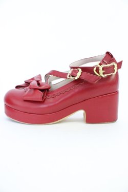 画像3: Amavel / ファーぽんリボン付クロスパンプス  エンジ T-26-04-10-042-CA-SH-SA-ZT