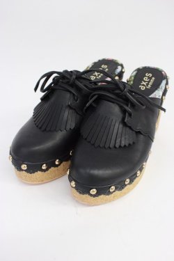 画像1: axes femme / スカラップサボサンダル L ブラック T-26-04-10-043-AX-SH-SA-ZT