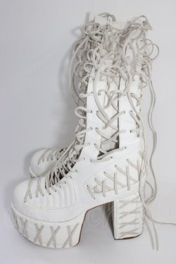 画像3: CLUB EXX / 編み上げブーツ 約24CM(外側採寸) 白 T-26-04-10-045-PU-SH-SA-ZT