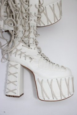 画像5: CLUB EXX / 編み上げブーツ 約24CM(外側採寸) 白 T-26-04-10-045-PU-SH-SA-ZT