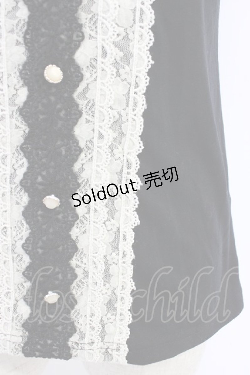 画像3: axes femme / 刺繍&レース半袖プルオーバー M ブラック T-26-04-10-012-AX-TO-SA-ZT (3)