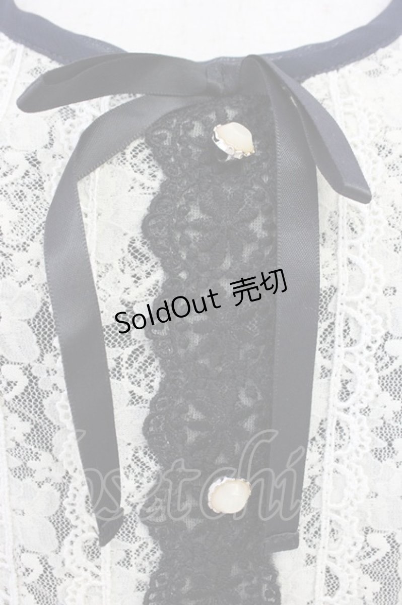 画像4: axes femme / 刺繍&レース半袖プルオーバー M ブラック T-26-04-10-012-AX-TO-SA-ZT (4)
