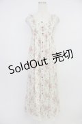 axes femme / 釦開き総バラ柄ロングワンピース M アイボリー T-26-04-10-019-AX-OP-SA-ZT