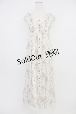 画像1: axes femme / 釦開き総バラ柄ロングワンピース M アイボリー T-26-04-10-019-AX-OP-SA-ZT