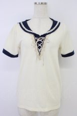 画像1: axes femme / セーラーカラー風デザイントップス M キナリ T-26-04-10-003-AX-TO-SA-ZT (1)