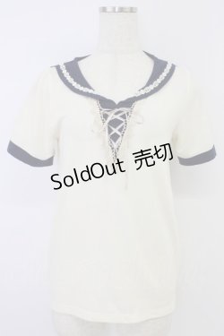 画像1: axes femme / セーラーカラー風デザイントップス M キナリ T-26-04-10-003-AX-TO-SA-ZT