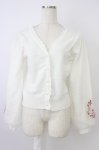 画像1: axes femme / サクラ刺繍チュール袖カーディガン  白 T-26-04-15-001-AX-TO-SA-ZT (1)