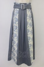 画像1: axes femme / フラワージャカード切替スカート  サックス T-26-04-15-025-AX-SK-SA-ZT570 (1)