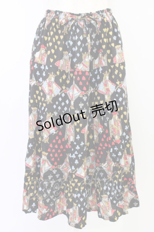 画像1: Jane Marple / トランプ柄スカート  黒 T-26-04-15-029-JM-SK-SA-ZT (1)