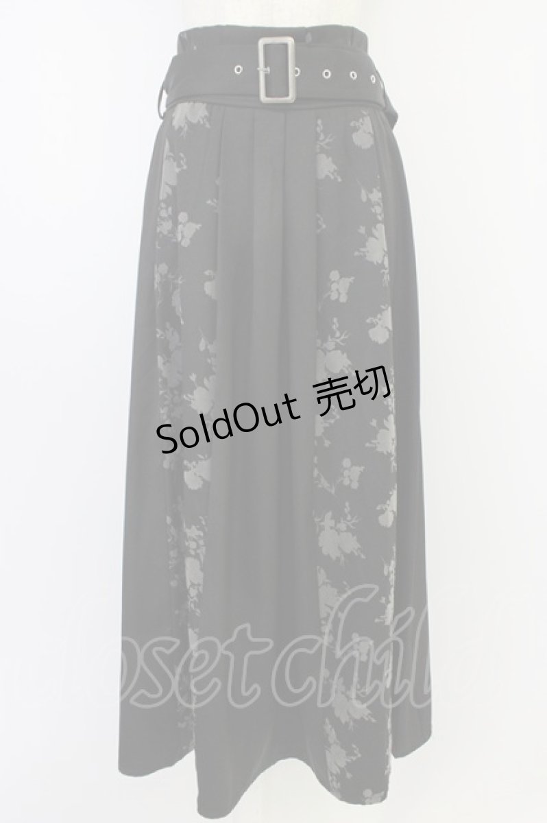 画像1: axes femme / フラワーフロッキー切替スカート  黒 T-26-04-15-031-AX-SK-SA-ZT563 (1)