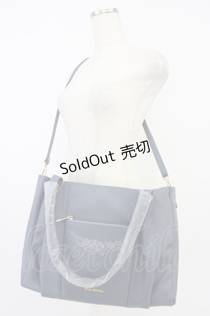 画像1: axes femme / 薔薇刺繍多機能ビッグトート  ブルー T-26-04-15-039-AX-BG-SA-ZTK050 (1)