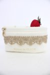画像1: Maison de FLEUR / ショートケーキポーチ  白ＸゴールドＸ赤 T-26-04-15-040-LO-ZA-SA-ZT (1)