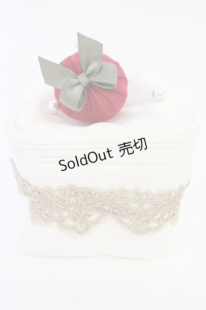 画像3: Maison de FLEUR / ショートケーキポーチ  白ＸゴールドＸ赤 T-26-04-15-040-LO-ZA-SA-ZT (3)