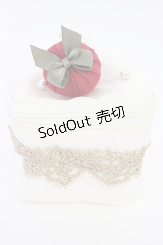 画像3: Maison de FLEUR / ショートケーキポーチ  白ＸゴールドＸ赤 T-26-04-15-040-LO-ZA-SA-ZT (3)