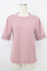 画像1: axes femme / 接触冷感袖レースメロープルオーバー  ピンク T-26-04-15-007-AX-TO-SA-ZT543 (1)