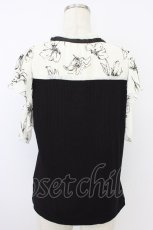 画像2: axes femme / フロッキーチュール切替プルオーバー  黒Ｘアイボリー T-26-04-15-008-AX-TO-SA-ZT543 (2)