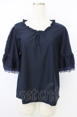 画像1: axes femme / 袖レース切替トップス  ネイビー T-26-04-15-010-AX-TO-SA-ZT543 (1)