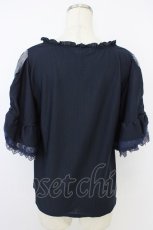画像2: axes femme / 袖レース切替トップス  ネイビー T-26-04-15-010-AX-TO-SA-ZT543 (2)