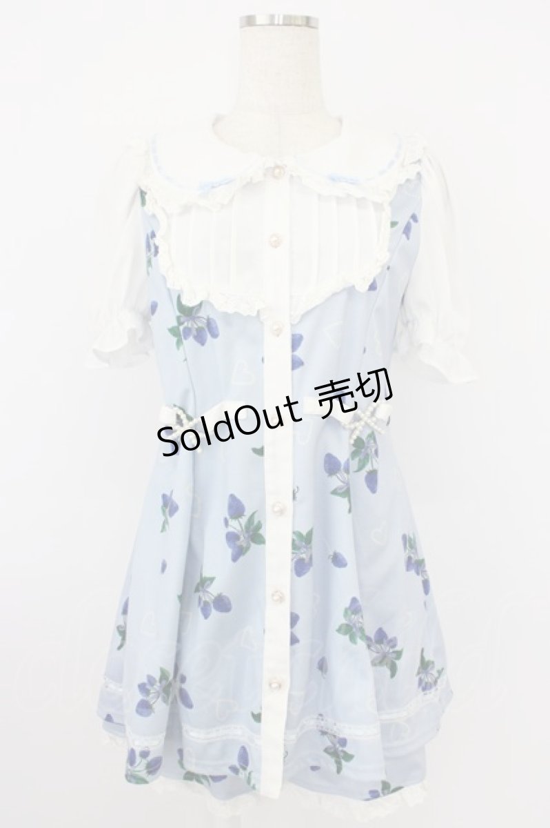 画像1: Ank Rouge / ストロベリープリントSetup　セットアップ M サックス T-26-04-19-025-CA-OP-OW-ZT (1)