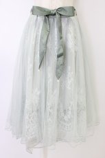 画像1: axes femme POETIQUE / リボン付レース×チュールスカート  グリーン T-26-04-19-028-AX-SK-SA-ZT (1)