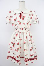 画像1: Ank Rouge / FancyStrawberryシャーリングワンピース M シロ×アカ T-26-04-19-006-CA-OP-OW-ZT (1)