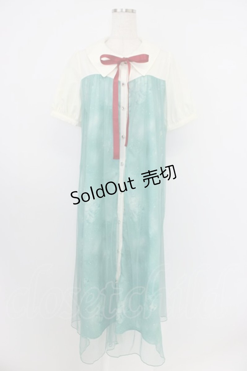 画像1: axes femme / ソーダ柄シャツワンピース  グリーン×アイボリー T-26-04-19-013-AX-OP-IG-ZT (1)
