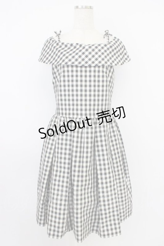 画像1: Jane Marple Dans Le Salon / ギンガムチェックのノースリーブワンピース M クロ×シロ T-26-04-19-022-JM-OP-IG-ZT (1)