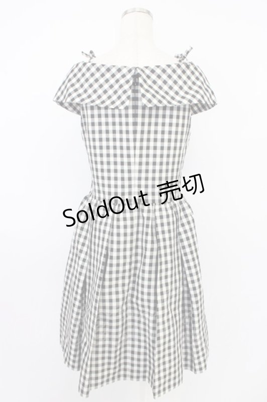 画像2: Jane Marple Dans Le Salon / ギンガムチェックのノースリーブワンピース M クロ×シロ T-26-04-19-022-JM-OP-IG-ZT (2)