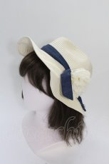 画像1: axes femme / デニムリボン中折れ帽  オフ×インディゴ T-26-04-20-025-0-AC-IG-ZTK053 (1)