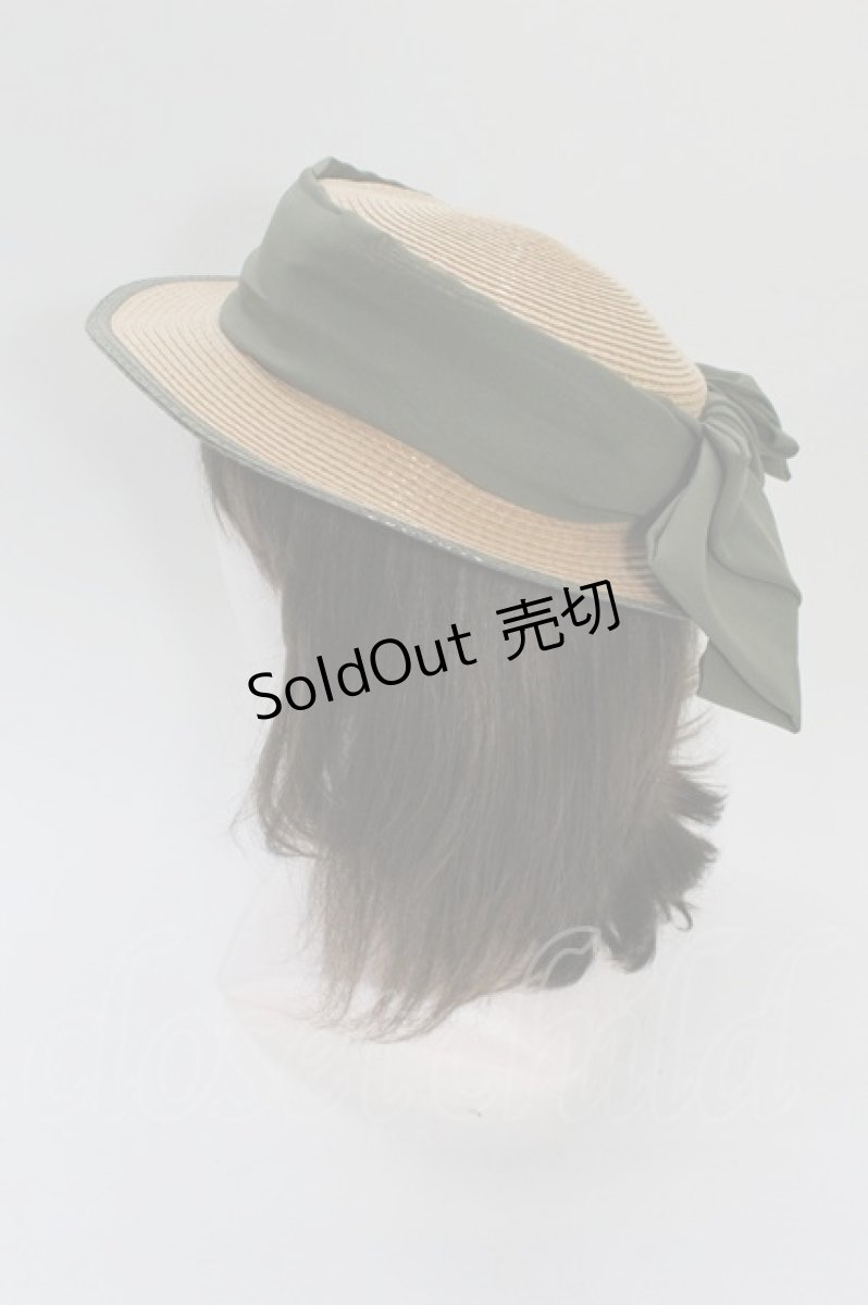 画像1: an another angelus / 配色ブリムバックリボンキャノチェ  ベージュ×グリーン T-26-04-20-026-CA-AC-SA-ZT709 (1)