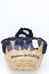 画像1: Maison de FLEUR / フリルハンドルリボンかごバッグ   ベージュＸネイビー T-26-04-20-031-LO-BG-SA-ZT (1)