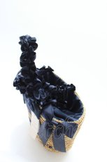画像2: Maison de FLEUR / フリルハンドルリボンかごバッグ   ベージュＸネイビー T-26-04-20-031-LO-BG-SA-ZTK038 (2)