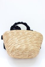 画像3: Maison de FLEUR / フリルハンドルリボンかごバッグ   ベージュＸネイビー T-26-04-20-031-LO-BG-SA-ZTK038 (3)